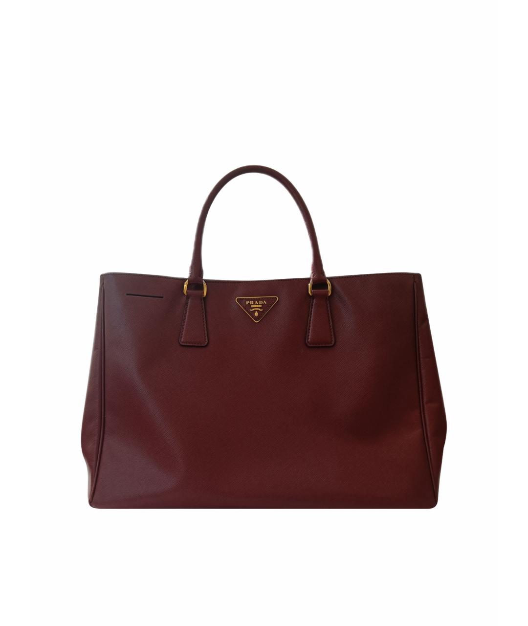 PRADA Бордовая кожаная сумка тоут, фото 1