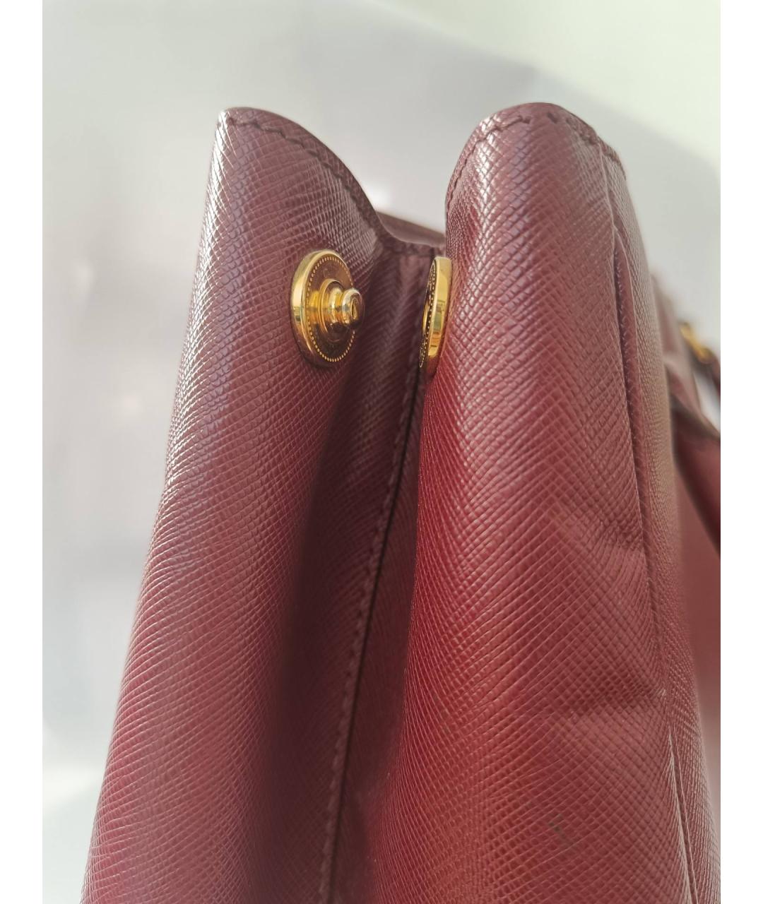 PRADA Бордовая кожаная сумка тоут, фото 6