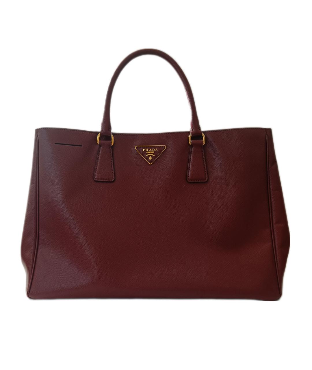 PRADA Бордовая кожаная сумка тоут, фото 8