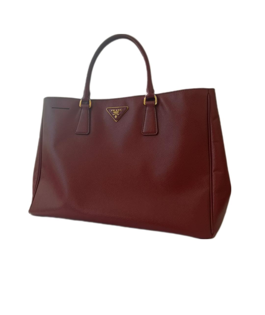 PRADA Бордовая кожаная сумка тоут, фото 2