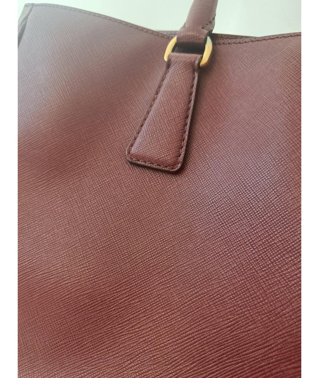 PRADA Бордовая кожаная сумка тоут, фото 7