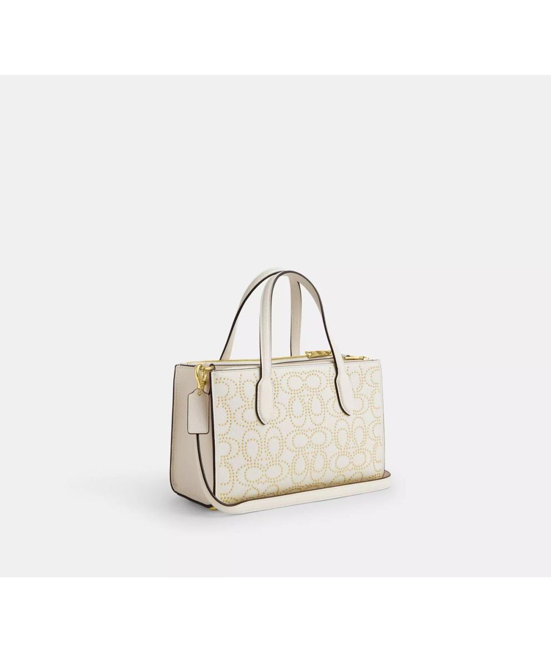 COACH Белая кожаная сумка с короткими ручками, фото 2