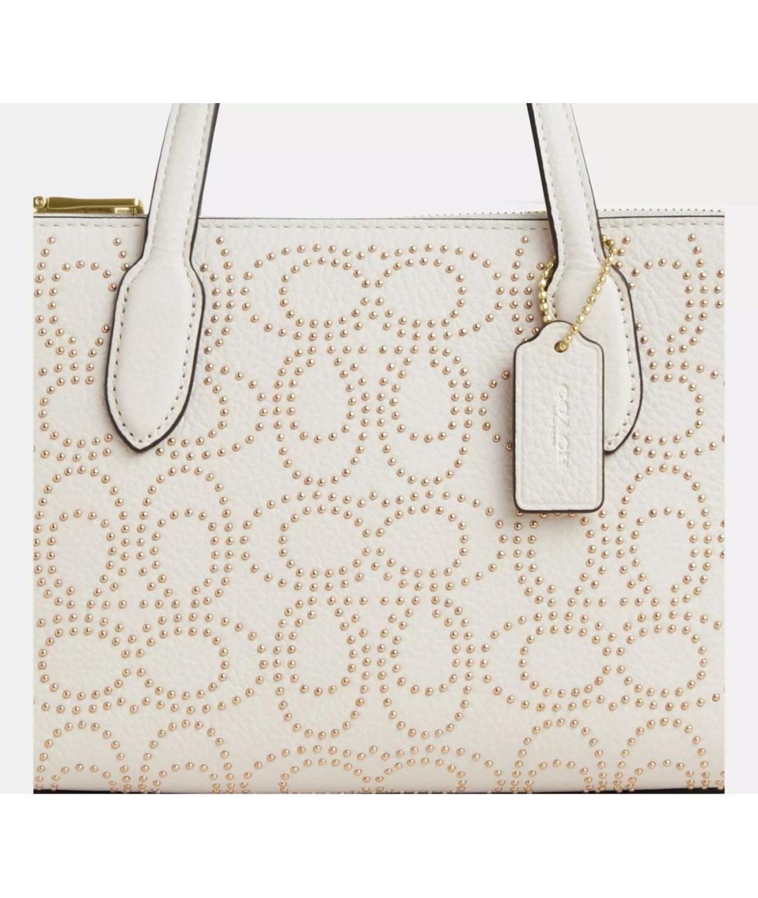 COACH Белая кожаная сумка с короткими ручками, фото 7