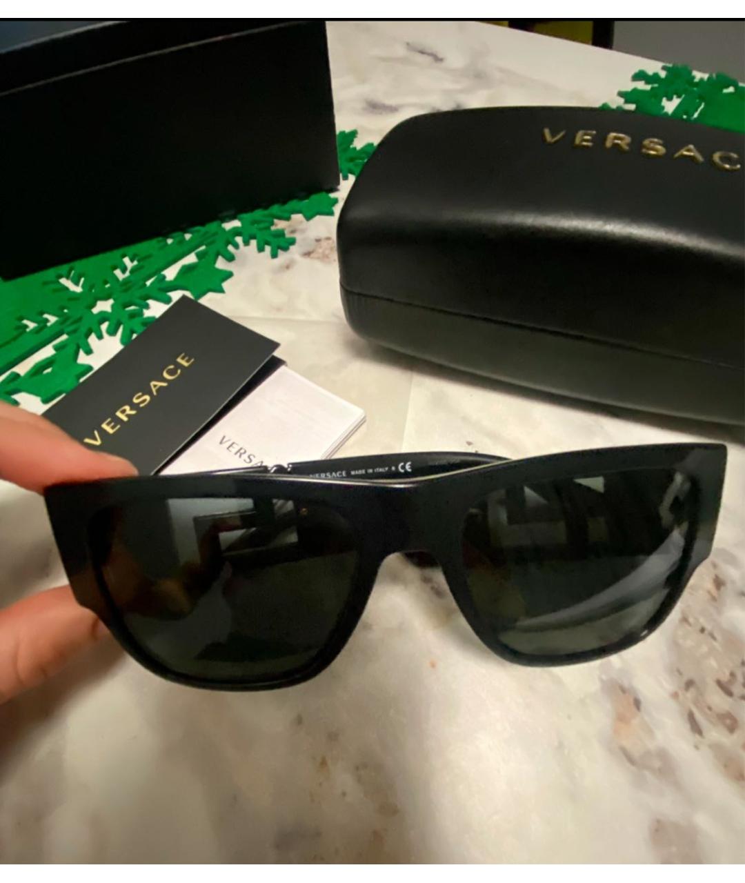 VERSACE Черные пластиковые солнцезащитные очки, фото 5