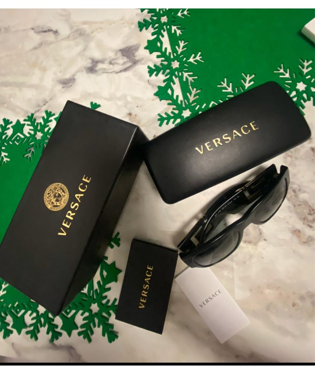VERSACE Черные пластиковые солнцезащитные очки, фото 6