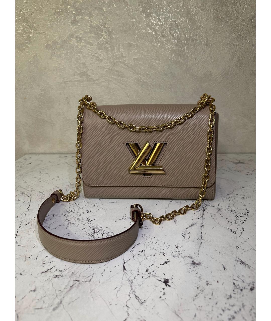 LOUIS VUITTON Бежевая кожаная сумка через плечо, фото 7