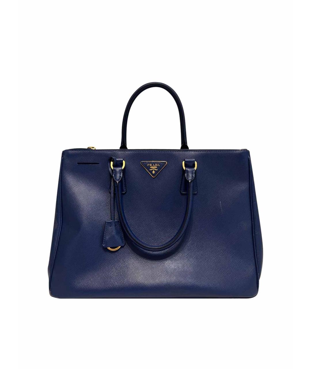 PRADA Темно-синяя кожаная сумка с короткими ручками, фото 1