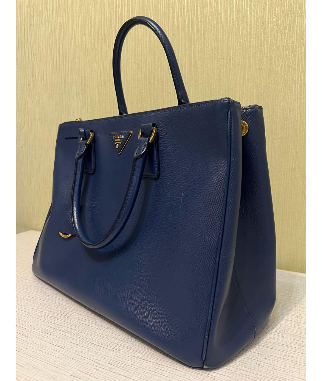 PRADA Темно-синяя кожаная сумка с короткими ручками, фото 7