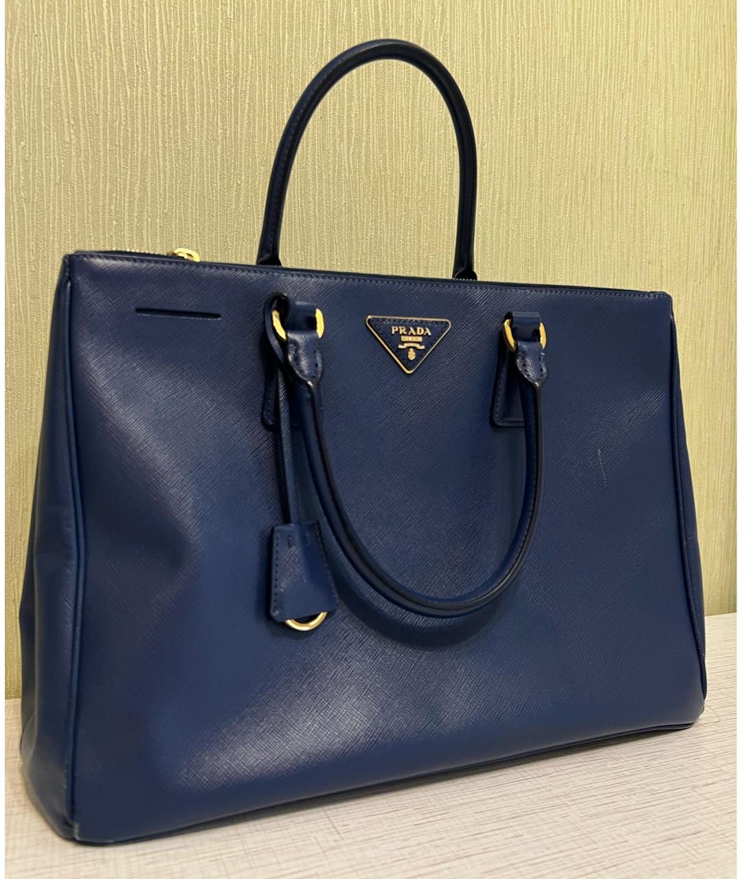 PRADA Темно-синяя кожаная сумка с короткими ручками, фото 2
