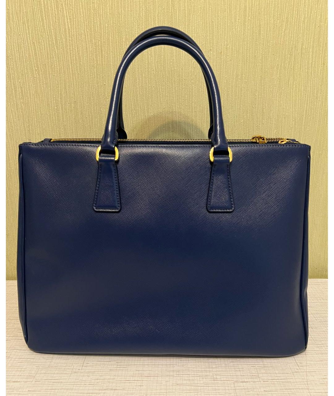 PRADA Темно-синяя кожаная сумка с короткими ручками, фото 3