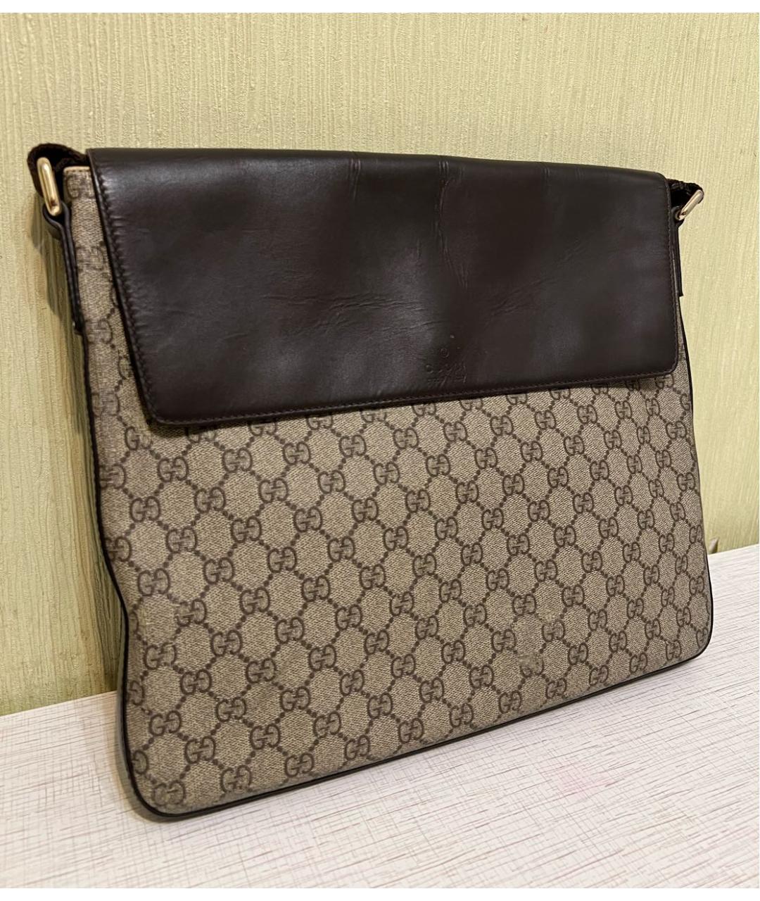 GUCCI Коричневая жаккардовая сумка на плечо, фото 7