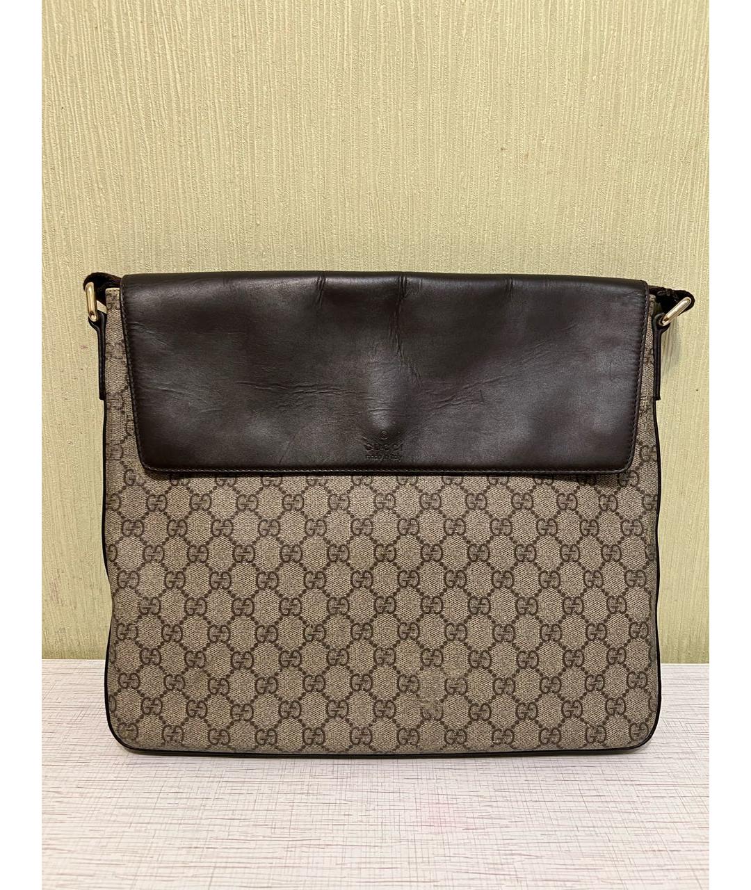 GUCCI Коричневая жаккардовая сумка на плечо, фото 9