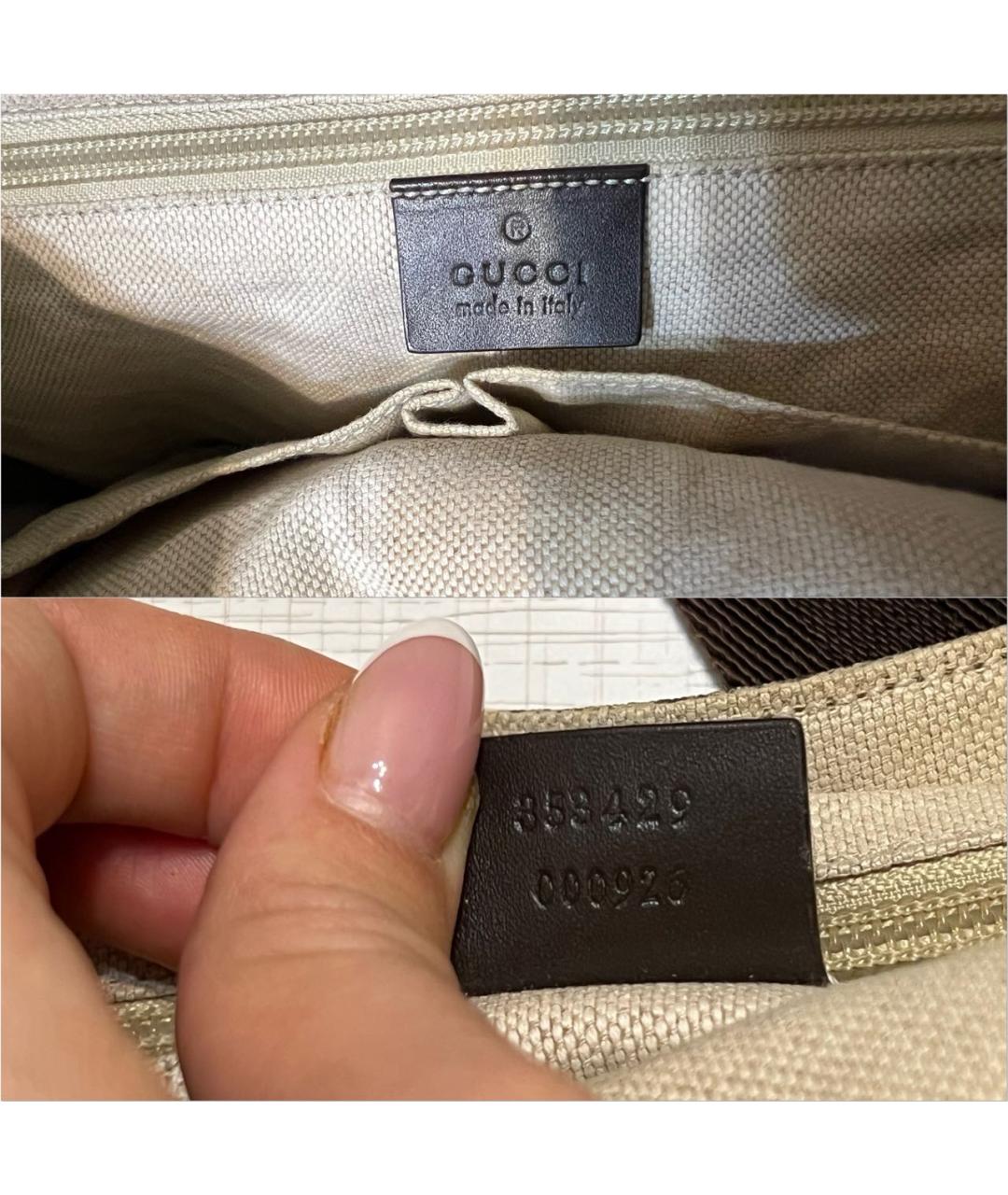 GUCCI Коричневая жаккардовая сумка на плечо, фото 5