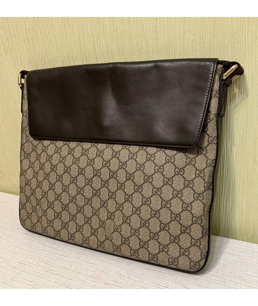 GUCCI Коричневая жаккардовая сумка на плечо, фото 6