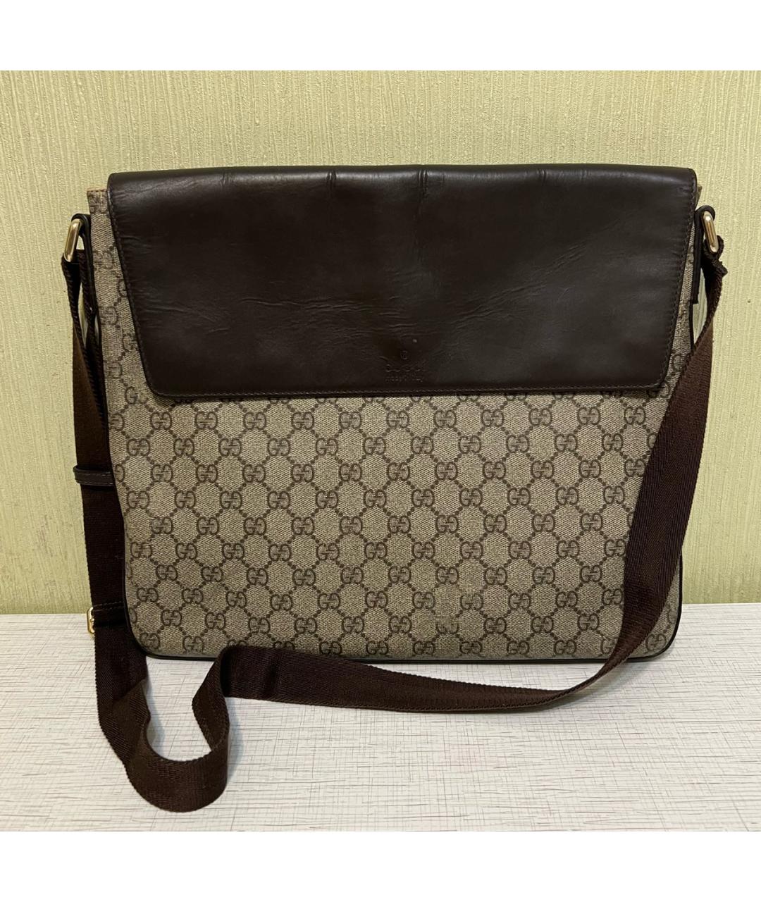 GUCCI Коричневая жаккардовая сумка на плечо, фото 8