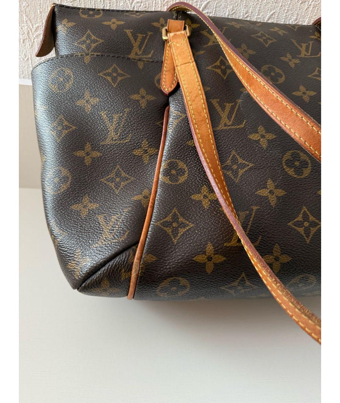 LOUIS VUITTON Коричневая кожаная сумка тоут, фото 8