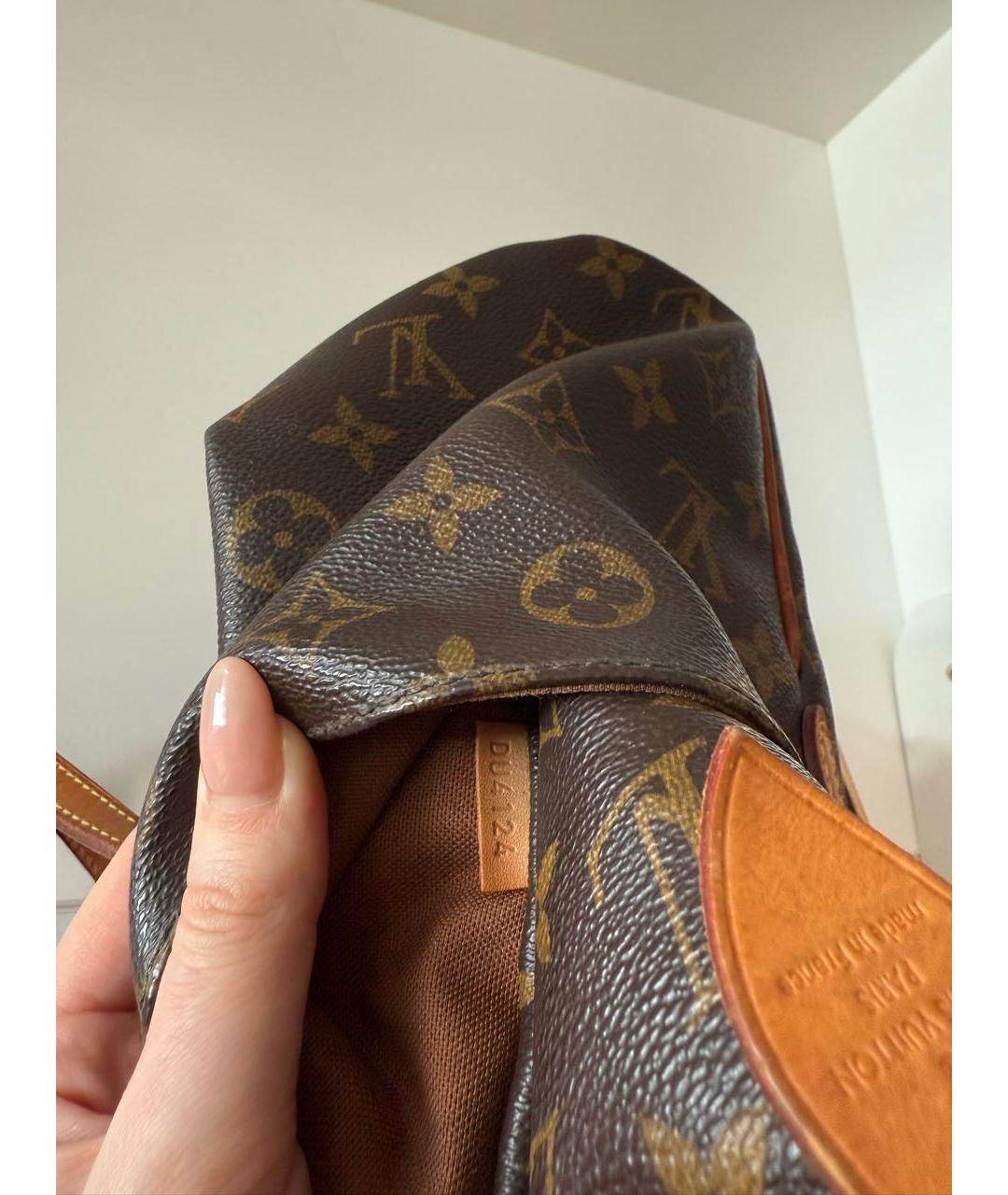 LOUIS VUITTON Коричневая кожаная сумка тоут, фото 6