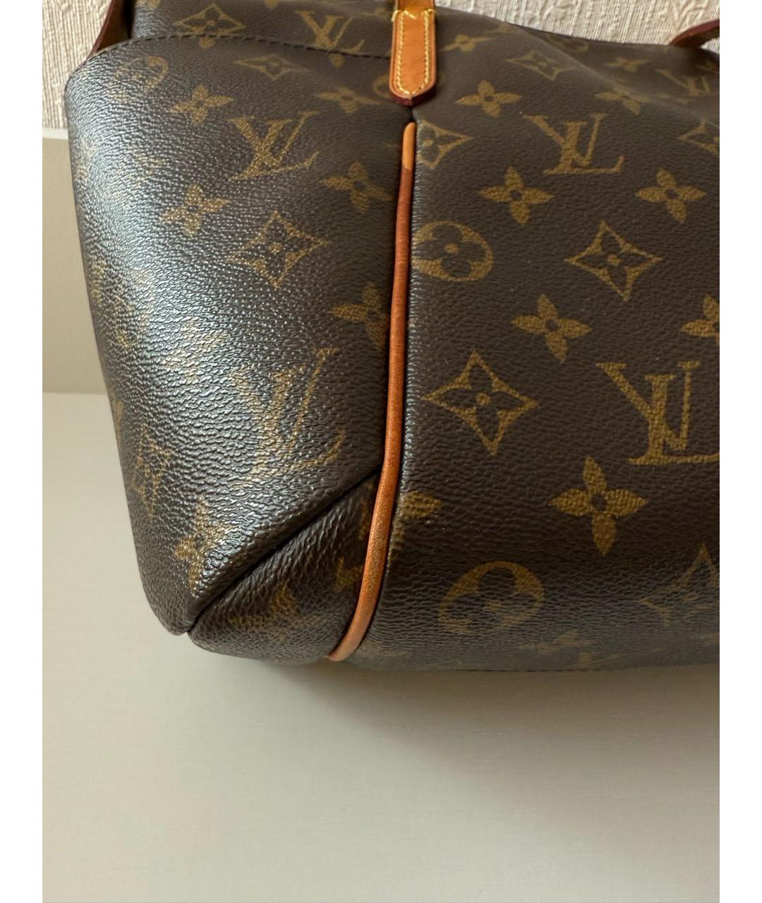 LOUIS VUITTON Коричневая кожаная сумка тоут, фото 7