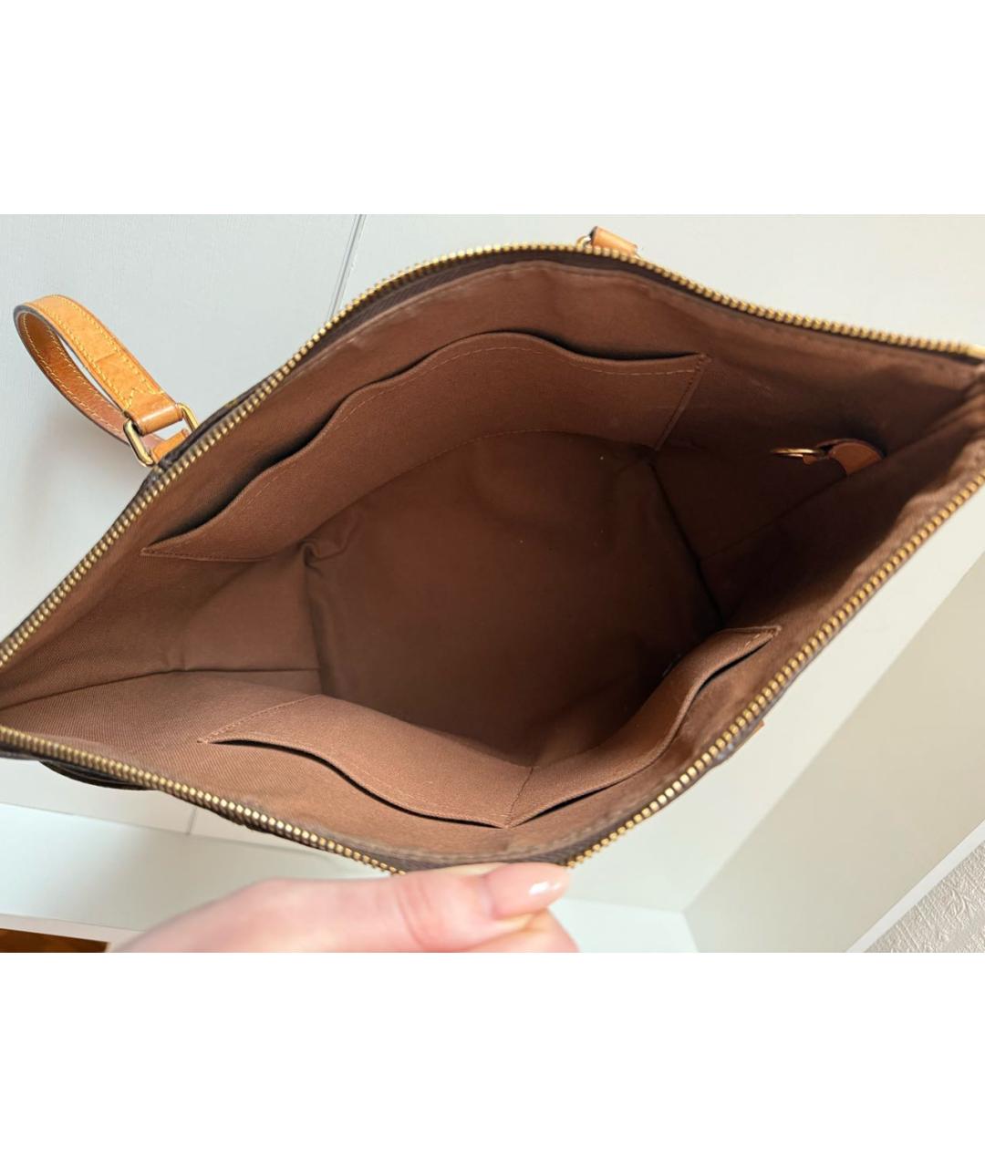 LOUIS VUITTON Коричневая кожаная сумка тоут, фото 5