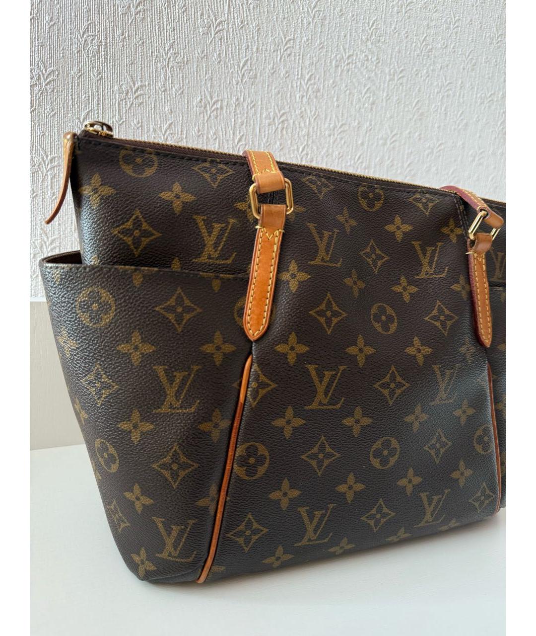 LOUIS VUITTON Коричневая кожаная сумка тоут, фото 3