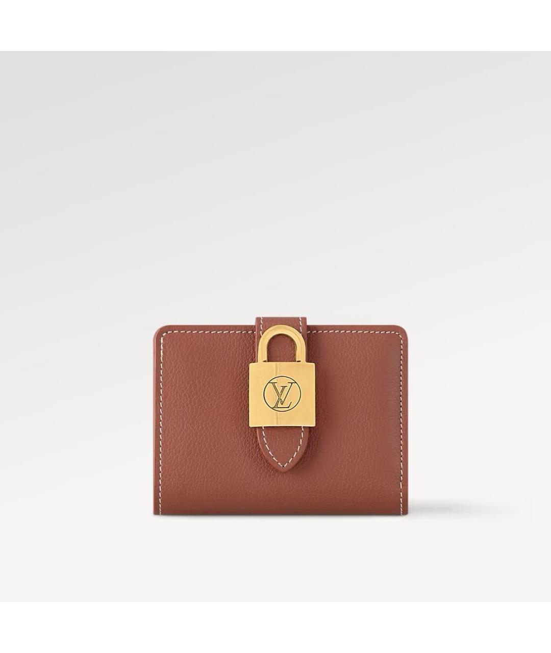 LOUIS VUITTON Коричневый кожаный кошелек, фото 5