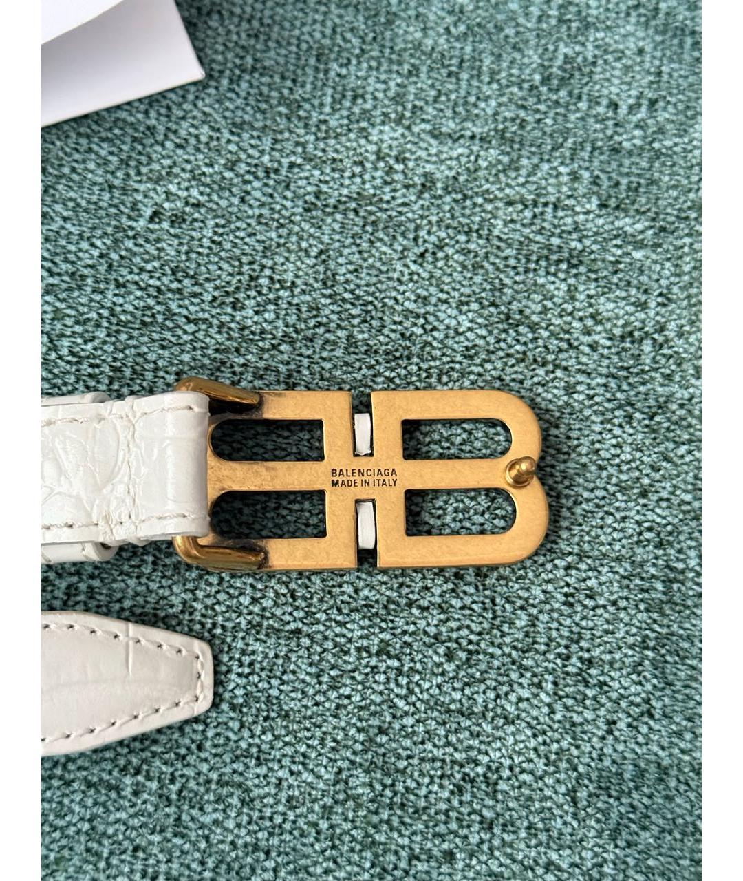 BALENCIAGA Белый ремень из лакированной кожи, фото 6