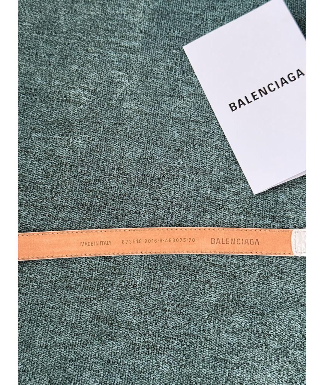 BALENCIAGA Белый ремень из лакированной кожи, фото 8