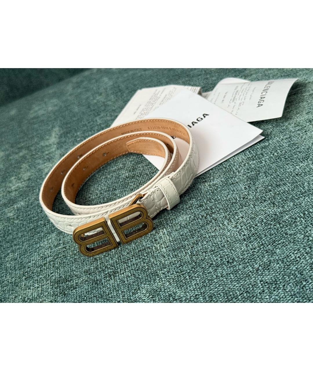 BALENCIAGA Белый ремень из лакированной кожи, фото 2