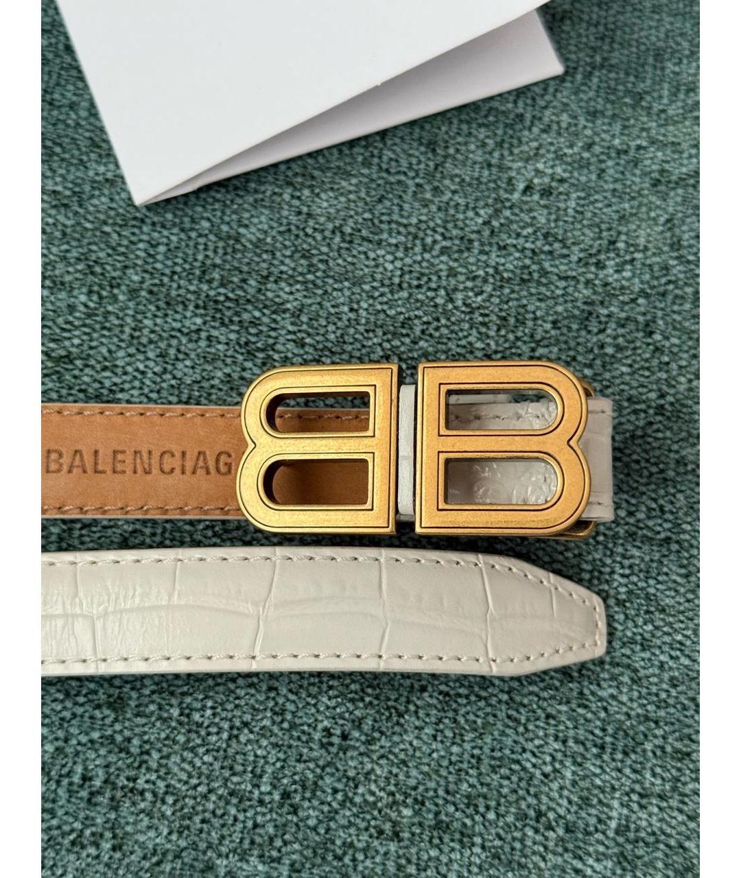 BALENCIAGA Белый ремень из лакированной кожи, фото 7