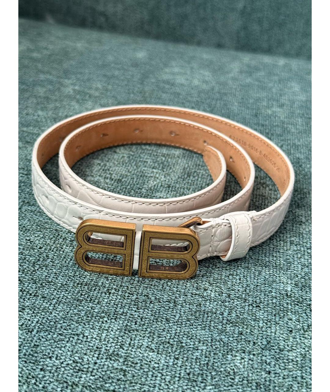 BALENCIAGA Белый ремень из лакированной кожи, фото 3