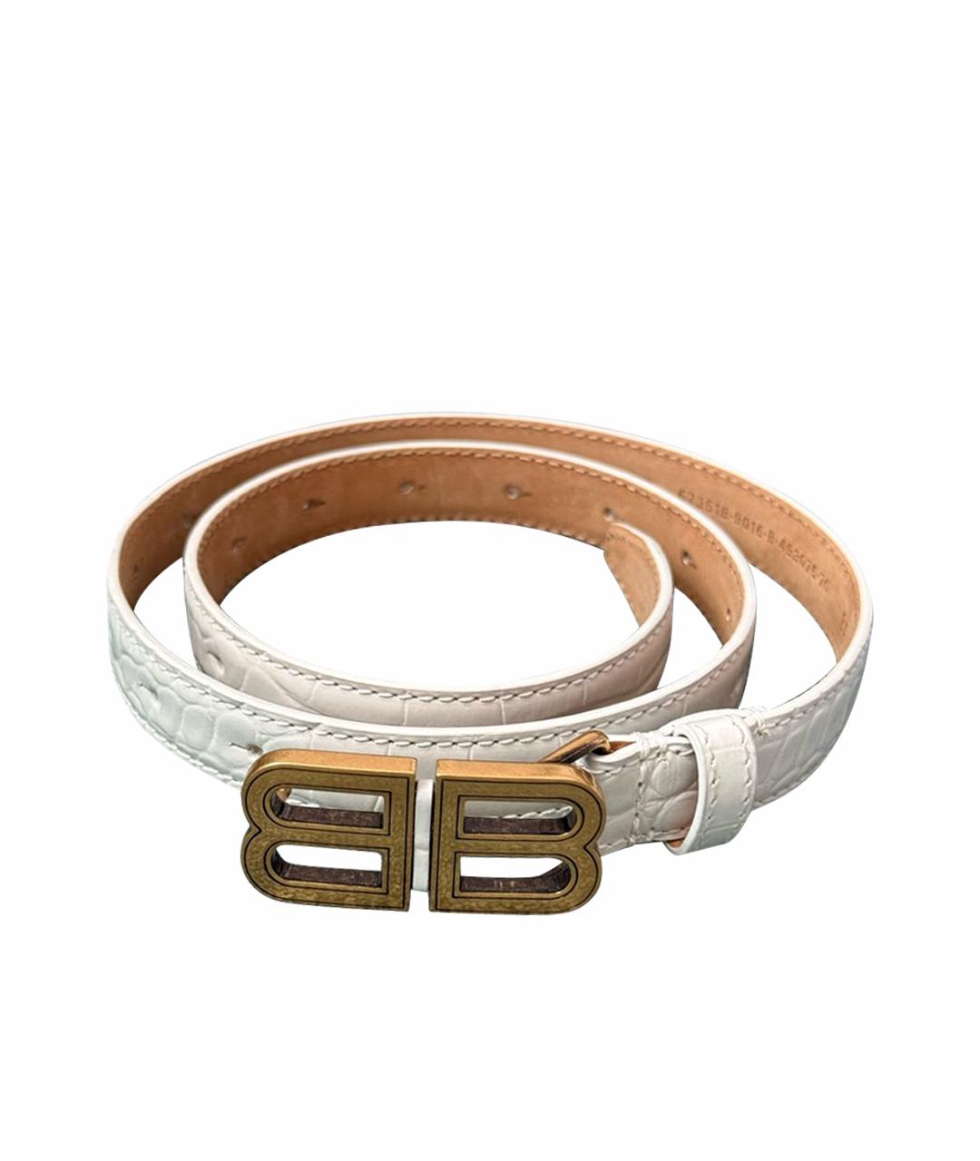 BALENCIAGA Белый ремень из лакированной кожи, фото 1
