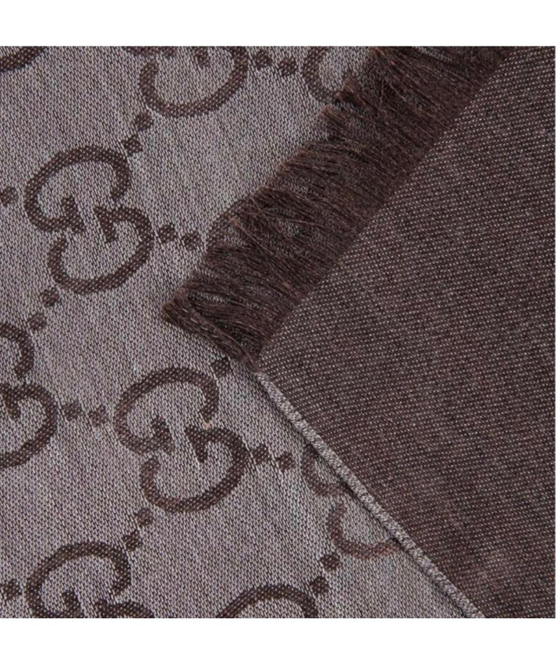 GUCCI Серый шерстяной шарф, фото 2