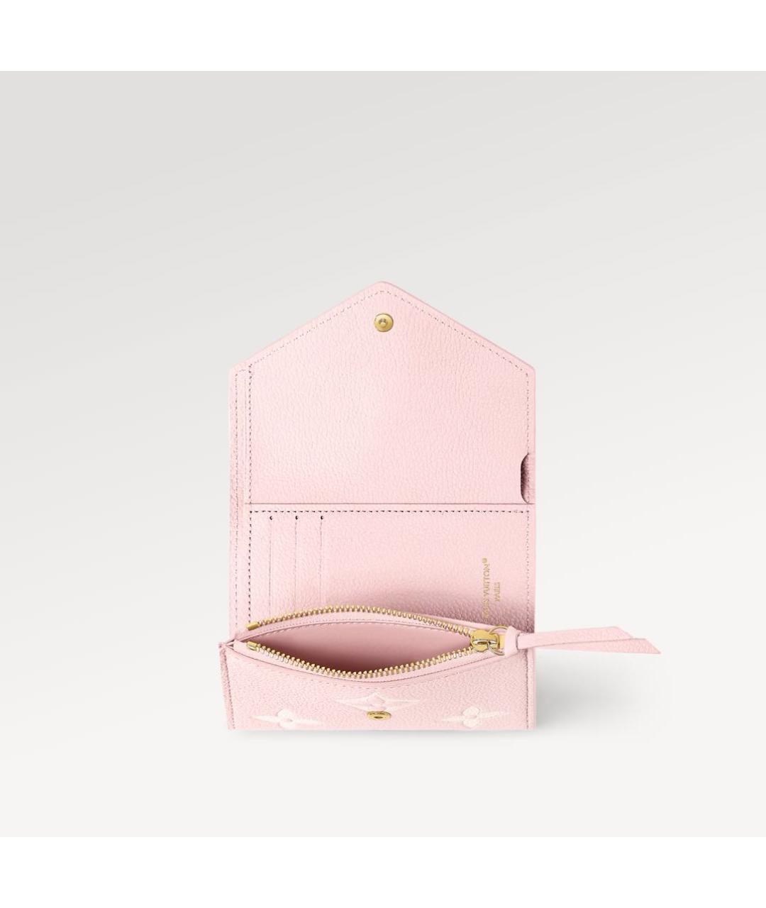 LOUIS VUITTON Розовый кожаный кошелек, фото 3