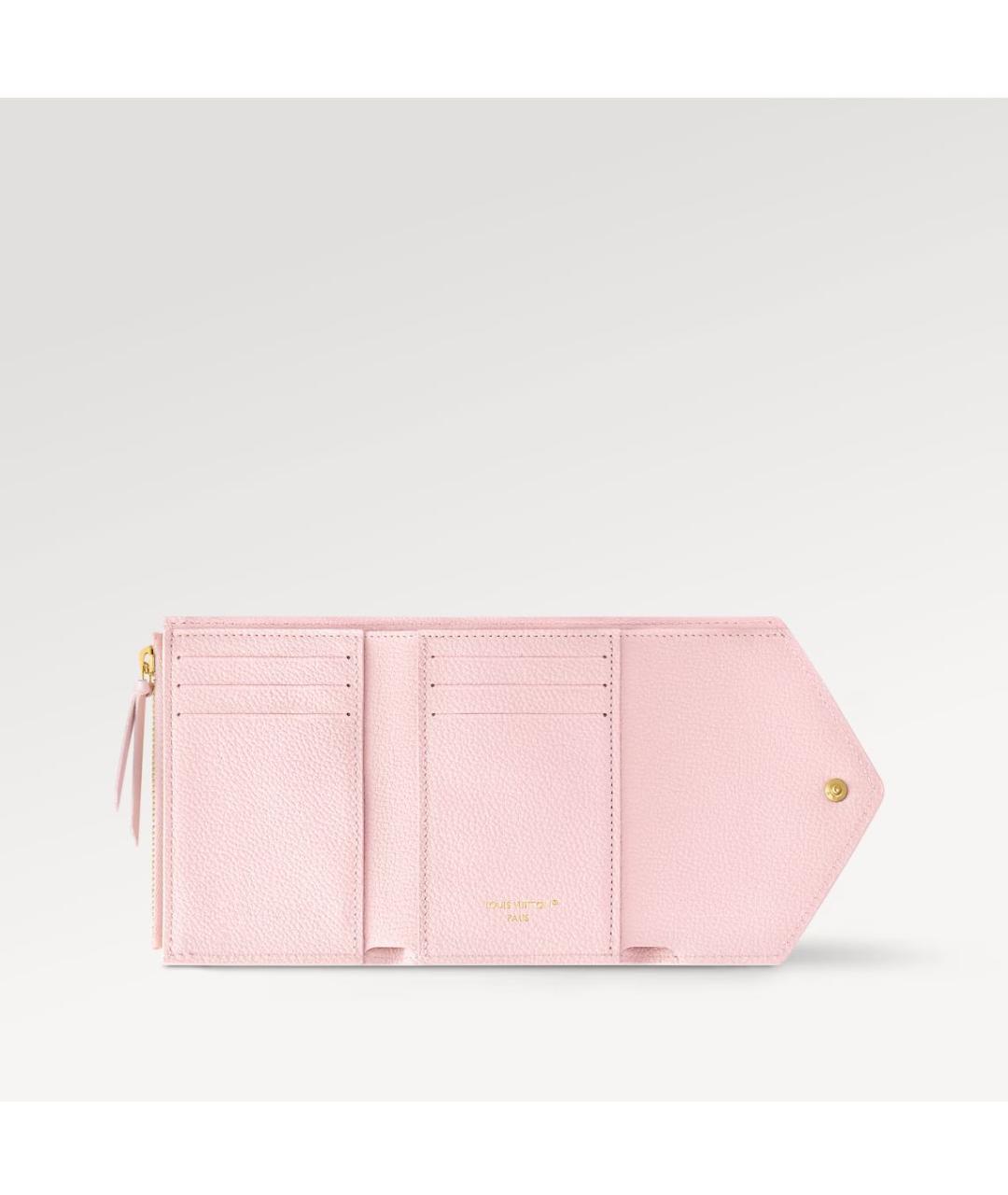 LOUIS VUITTON Розовый кожаный кошелек, фото 5