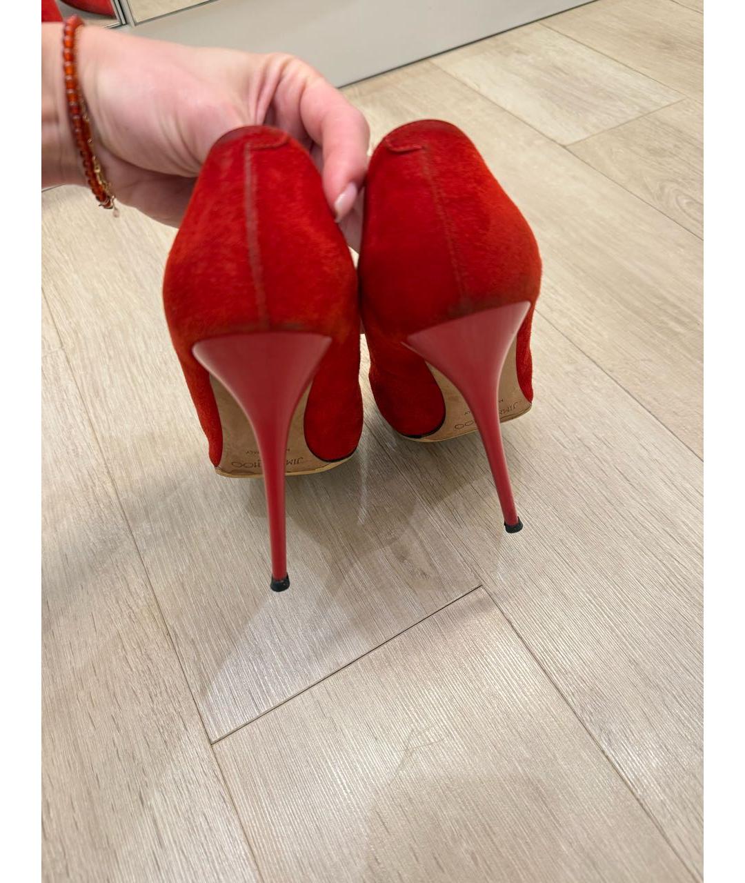 JIMMY CHOO Красные замшевые туфли, фото 3