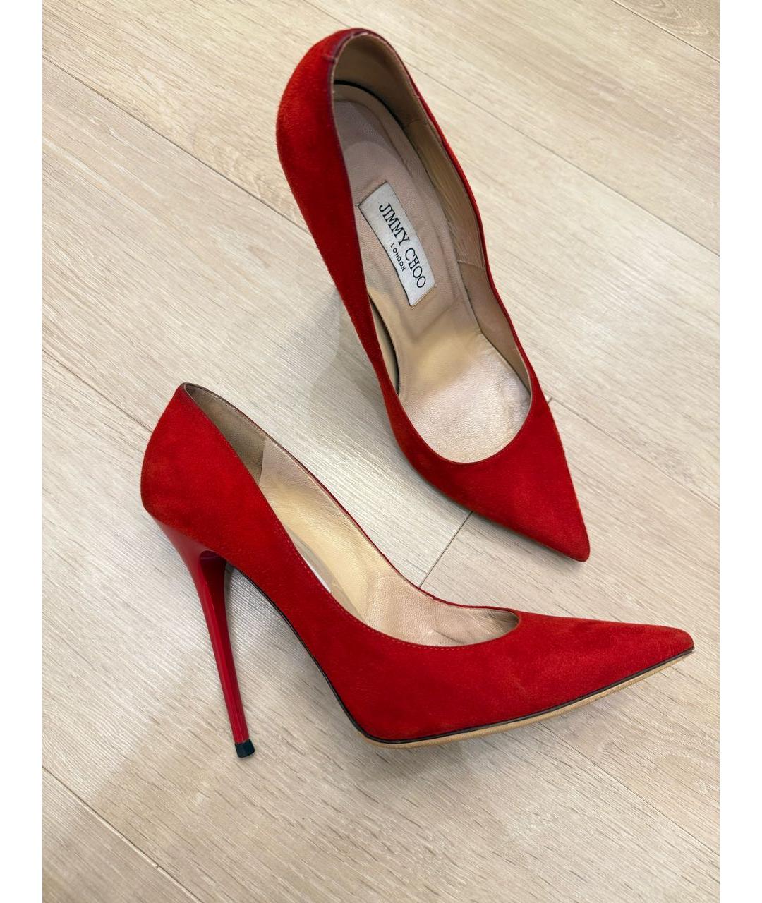 JIMMY CHOO Красные замшевые туфли, фото 6