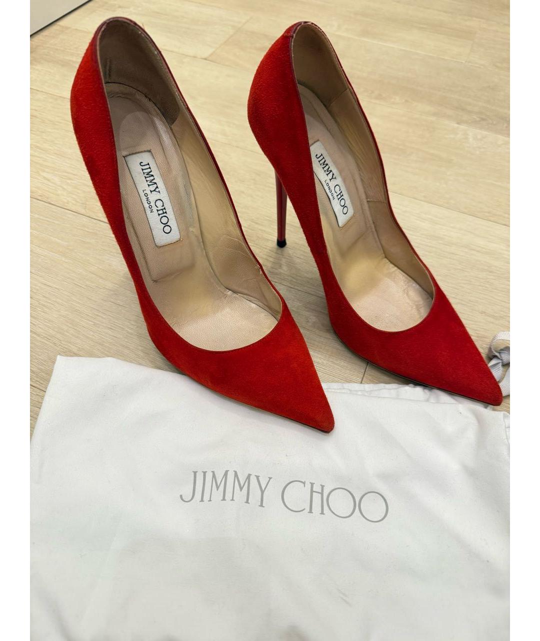 JIMMY CHOO Красные замшевые туфли, фото 4