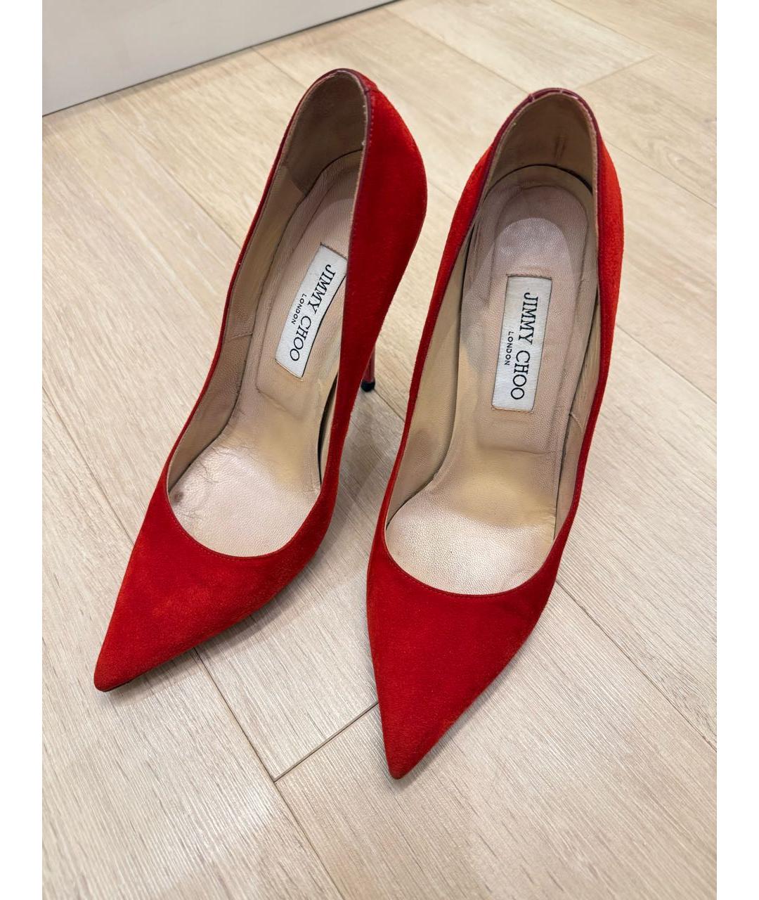 JIMMY CHOO Красные замшевые туфли, фото 2