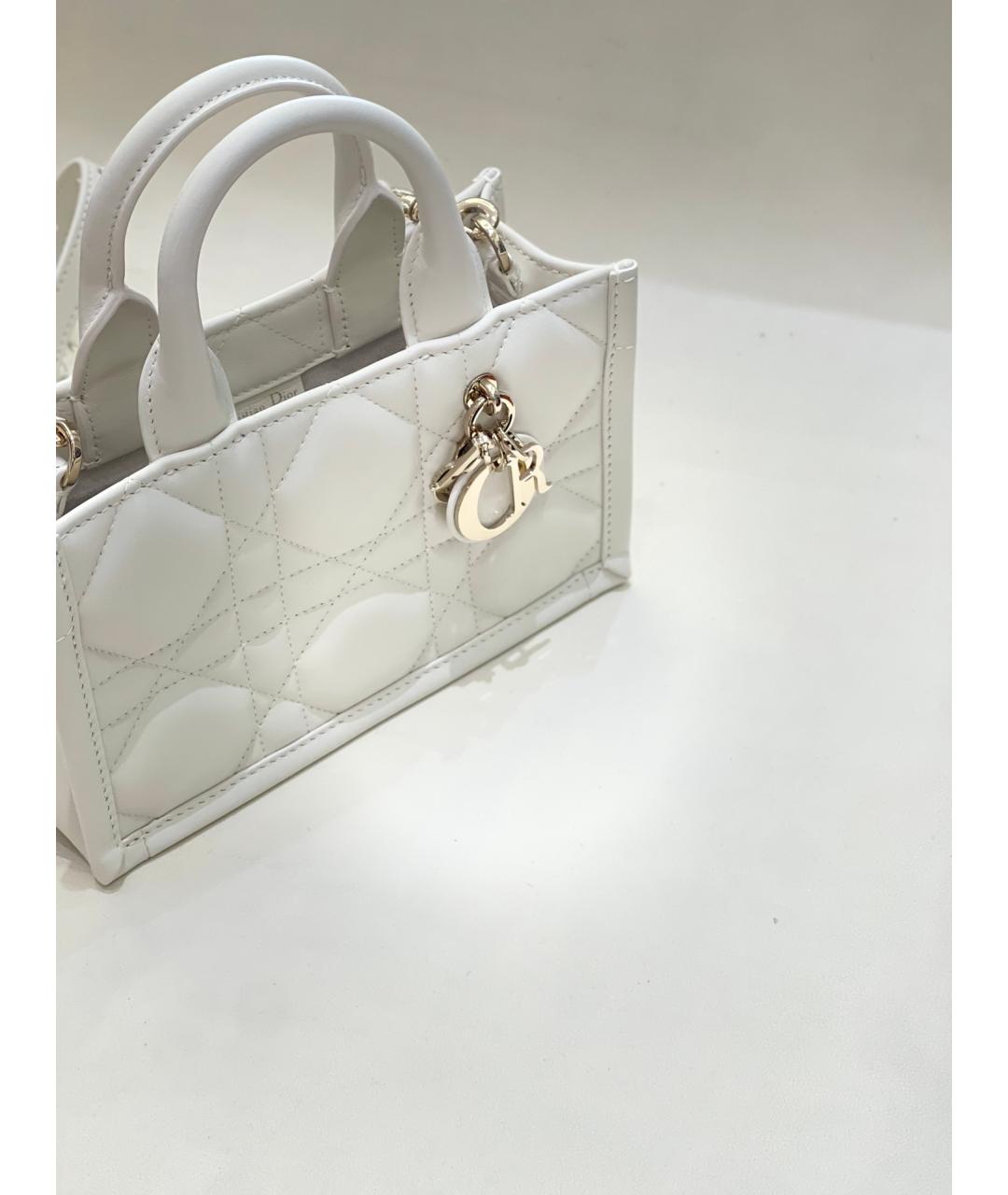 CHRISTIAN DIOR Белая кожаная сумка с короткими ручками, фото 5