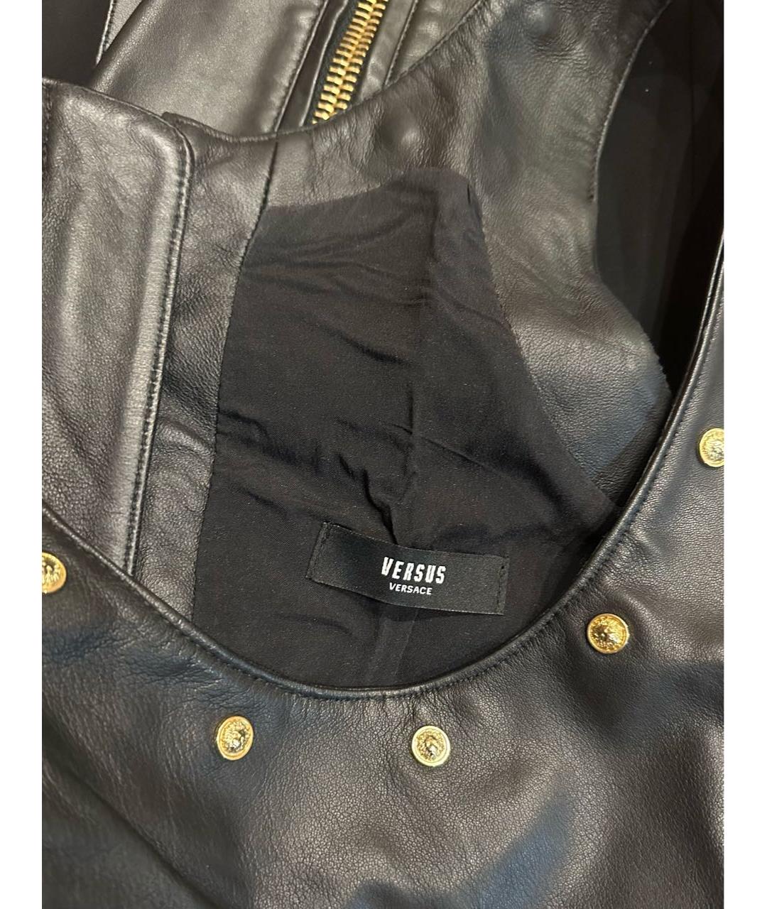 VERSUS VERSACE Черное кожаное повседневное платье, фото 3