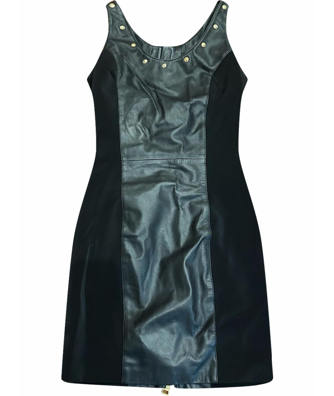 VERSUS VERSACE Черное кожаное повседневное платье, фото 1