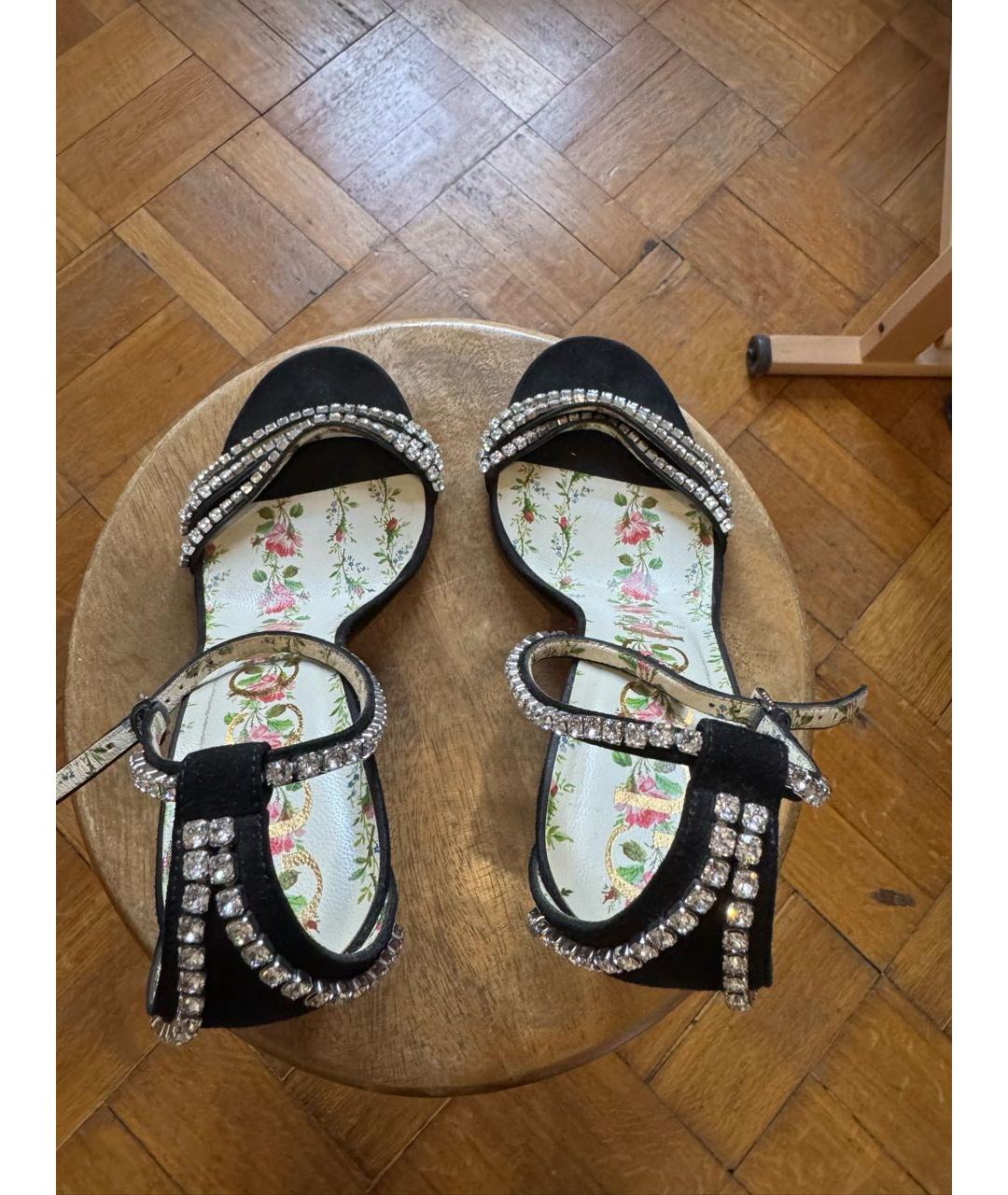 GUCCI Черные замшевые босоножки, фото 3