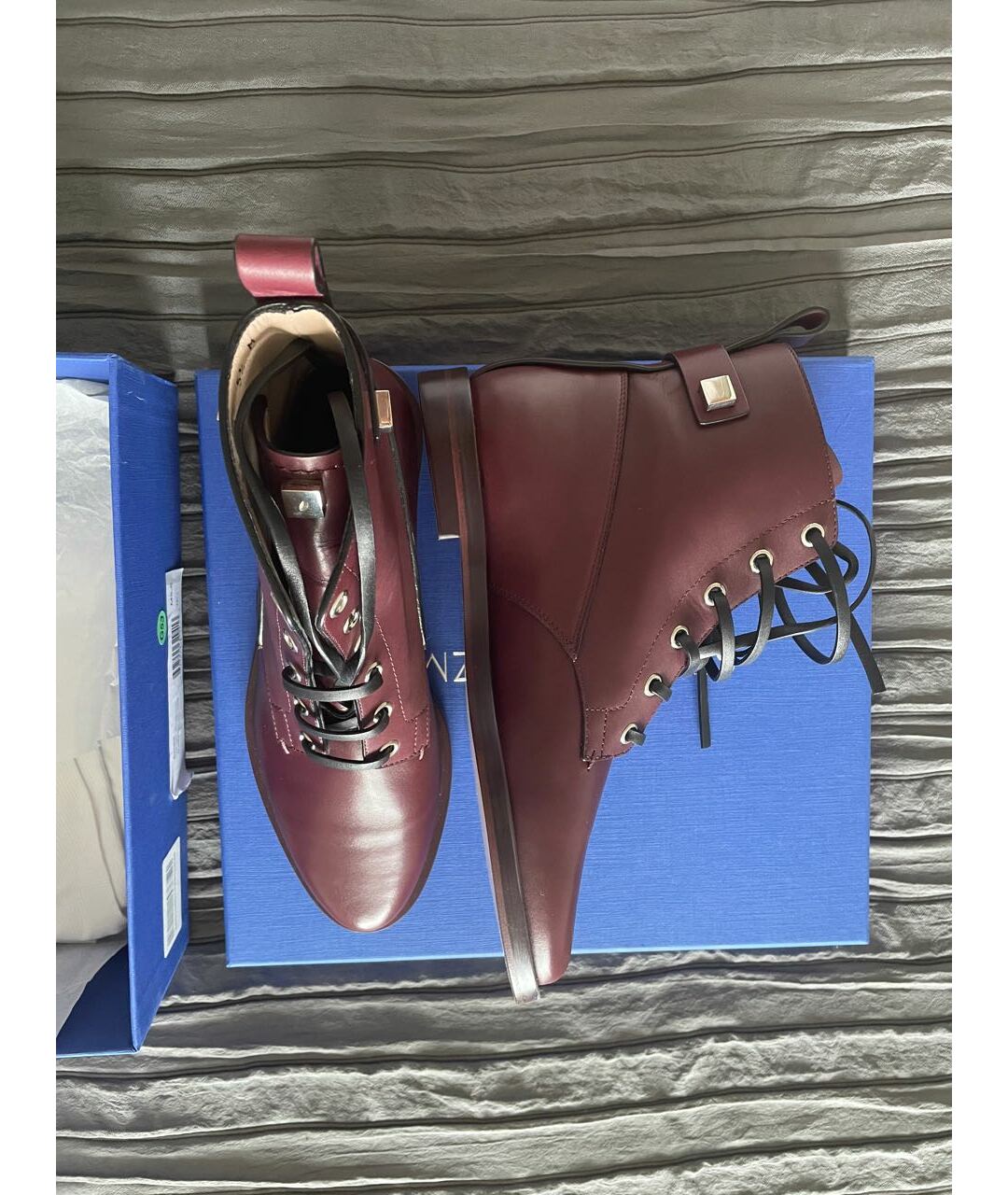 STUART WEITZMAN Бордовые кожаные ботинки, фото 2