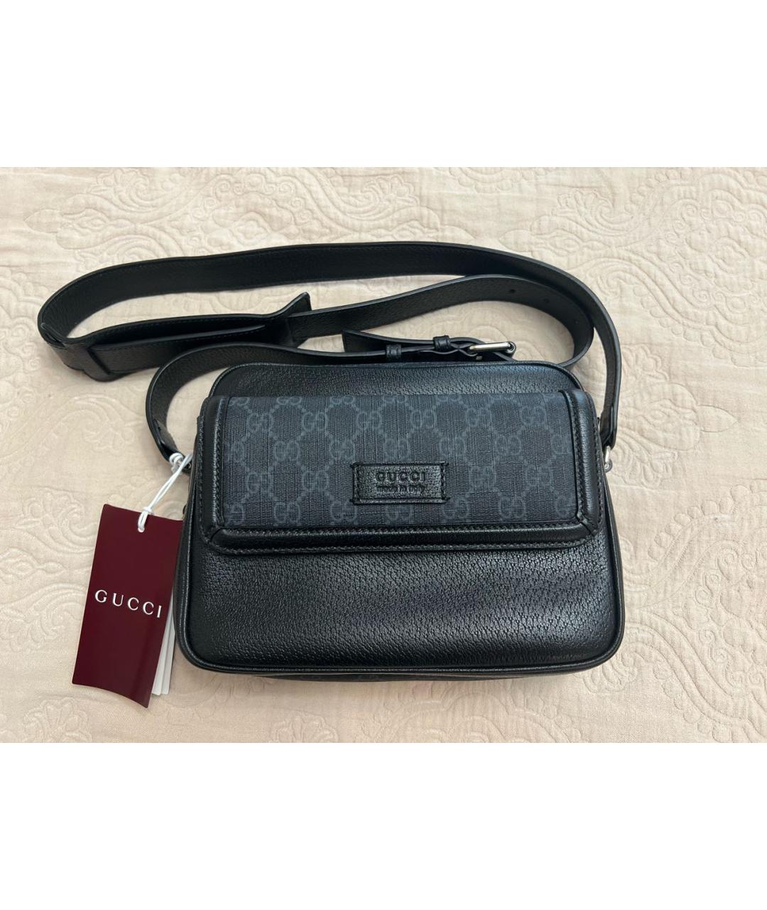 GUCCI Черная кожаная сумка на плечо, фото 7