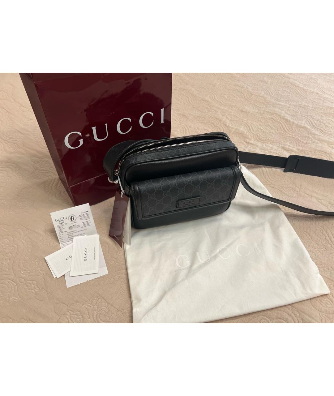 GUCCI Черная кожаная сумка на плечо, фото 5