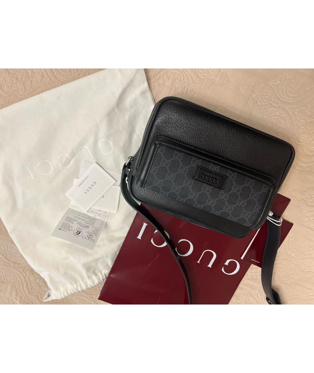 GUCCI Черная кожаная сумка на плечо, фото 6