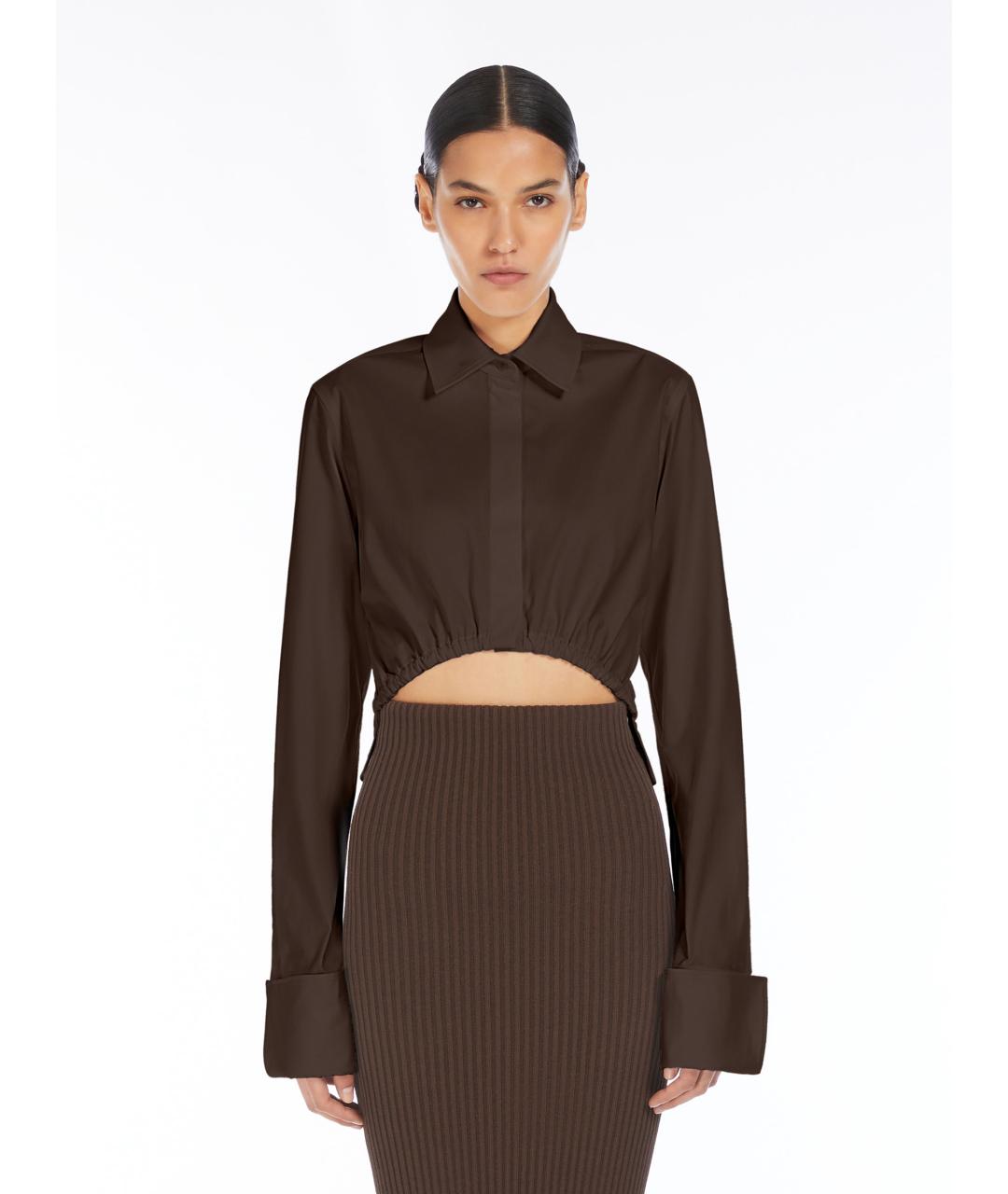 MAX MARA Коричневая хлопковая блузы, фото 3