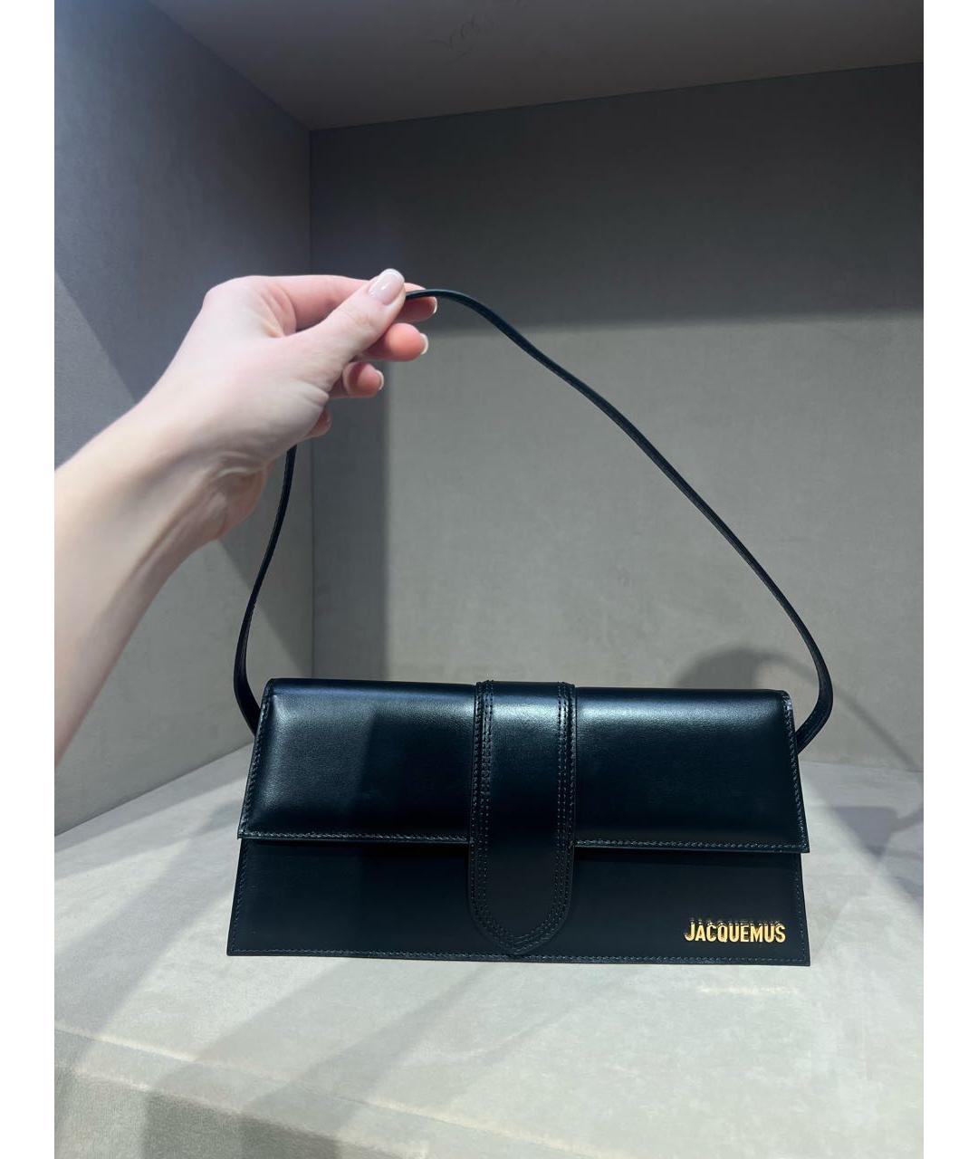 JACQUEMUS Черная кожаная сумка через плечо, фото 5