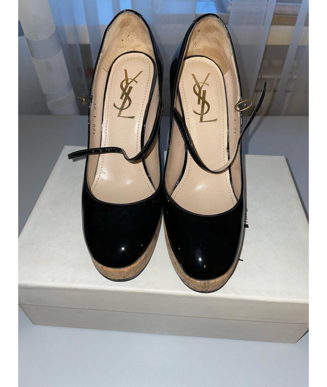 SAINT LAURENT Черные туфли из лакированной кожи, фото 3