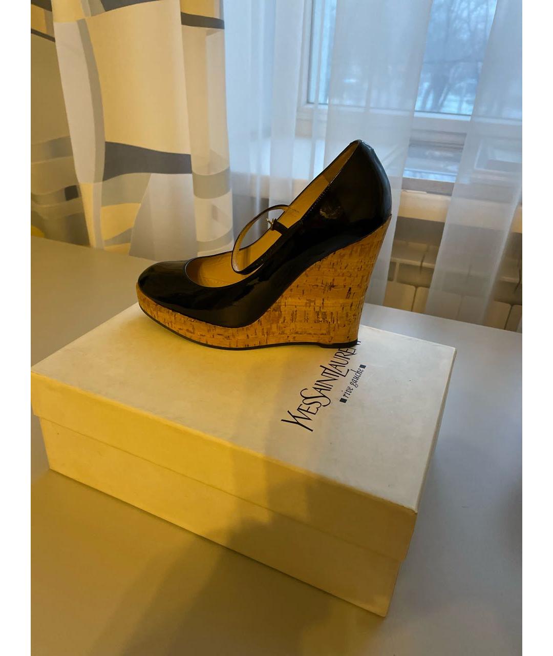 SAINT LAURENT Черные туфли из лакированной кожи, фото 2